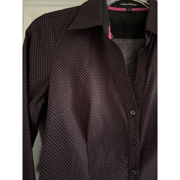 Express Design Studio Blouse Women's‎ Size Large Button Up Polka Dot NWOT - Picture 6 of 10